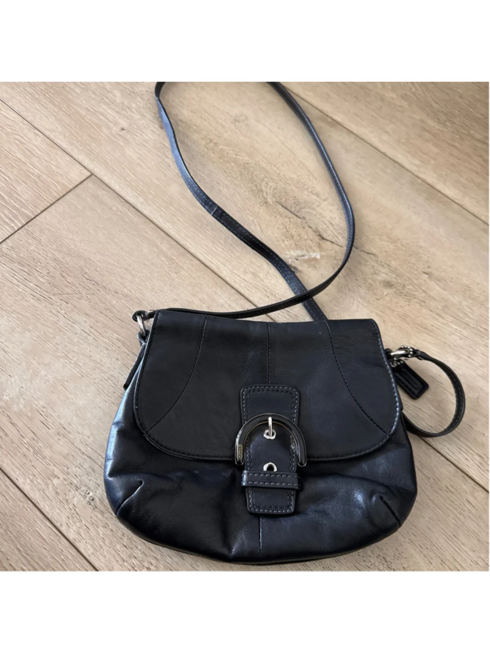 Vintage Women's Coach Black Leather Crossbody Bag One Size